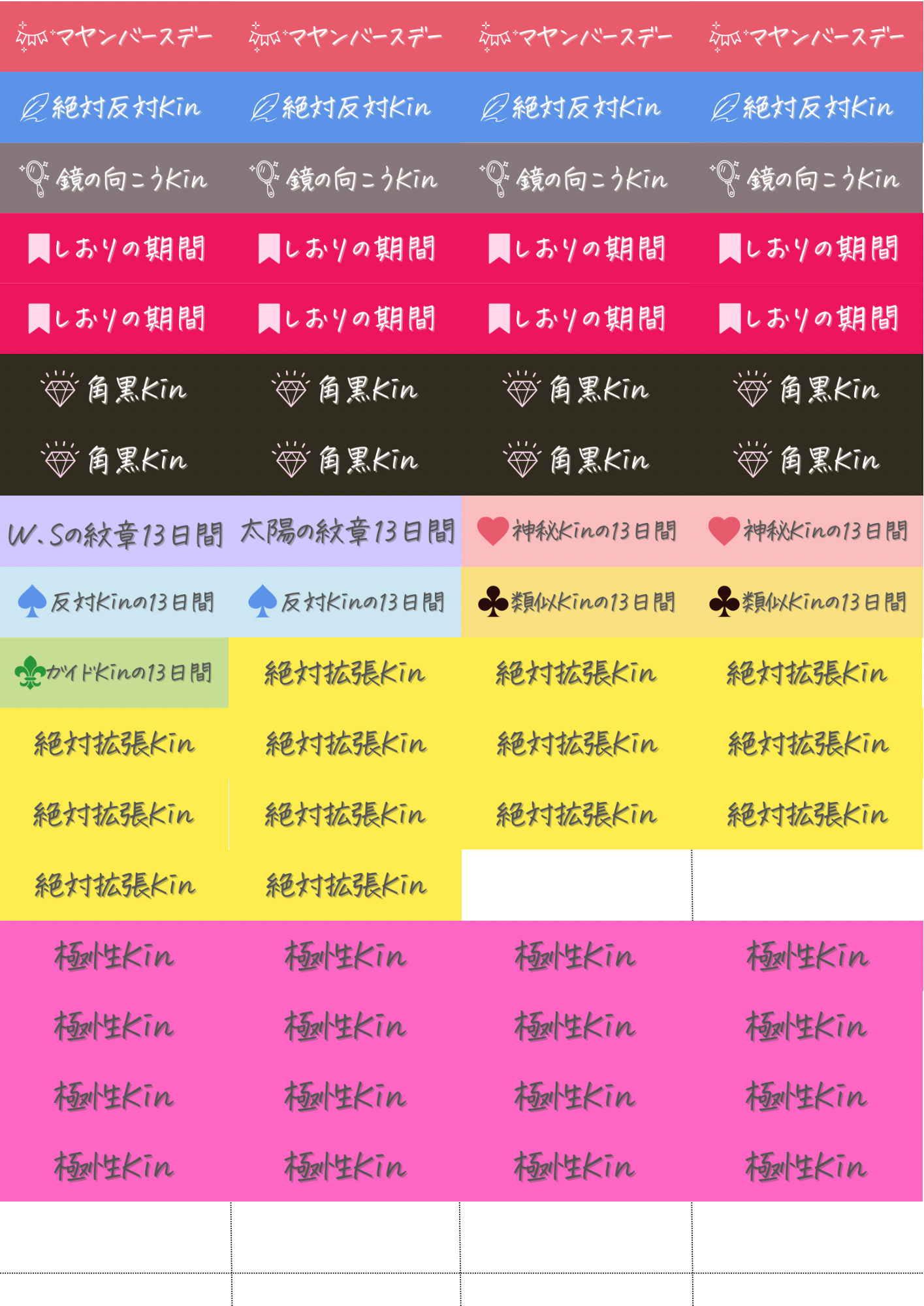 マヤ暦手帳用シール